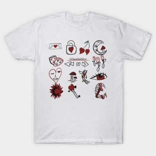 Red and black doodles #1 T-Shirt